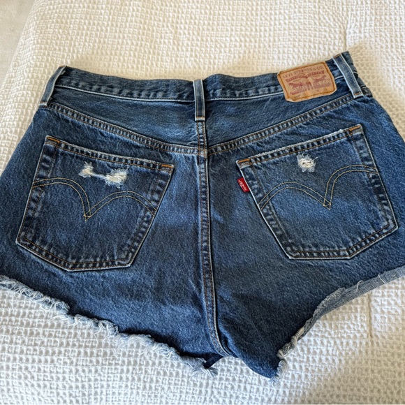 Levi's Blue Distressed Women's Shorts - Picture 2 of 2